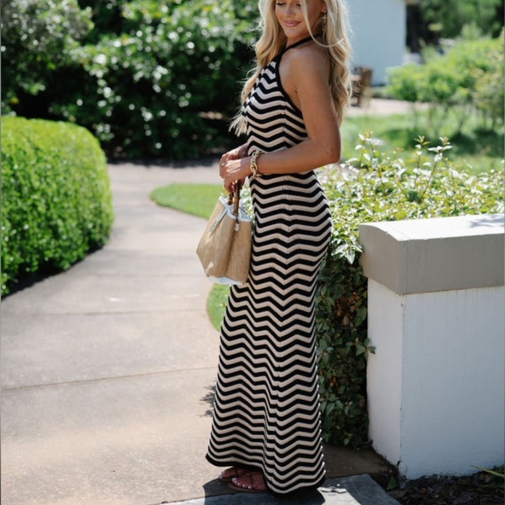 Makers Knitted Dress-Tan/Black